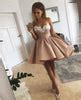 Pearl Embroidery Sweetheart Nude Pink Satin Homecoming Dresses Alinanova