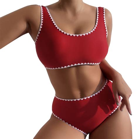 Sngxgn Women Two Piece High Waisted Bikini Set Swimsuits Push Up Halter Tummy Control Bottoms