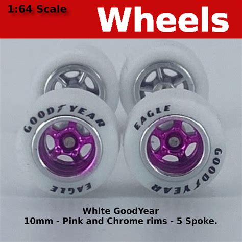 Spoke Pink And Chrome With White Goodyear Tires For Scale For Hot Wheels Collectable
