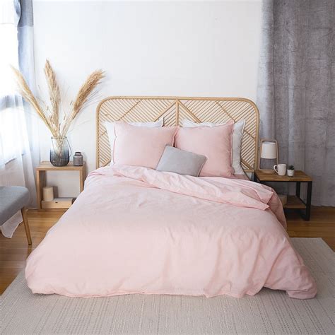 Housse de couette x taies d oreiller x Lin Métis Lavé Nude Leroy Merlin