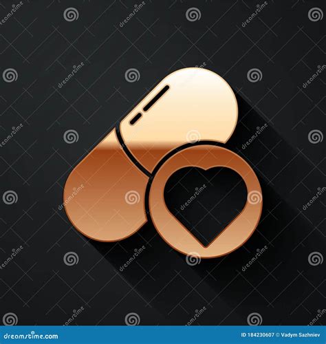 Gold Pills For Potency Aphrodisiac Icon Isolated On Black Background Sex Pills For Men And