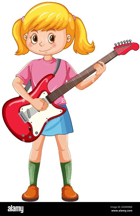 Girl Playing Electric Guitar Vector Illustration Stock Vector Image And Art Alamy