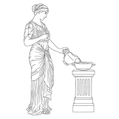 Premium Vector Two Ancient Greek Young Beautiful Women Carry Water In Jugs Drawing On Antique