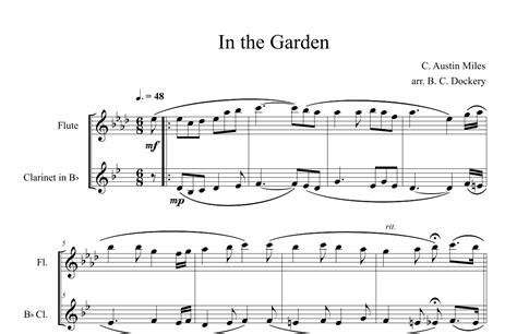 In The Garden Flute And Clarinet Duet Arr B C Dockery By C Austin Miles Sheet Music For