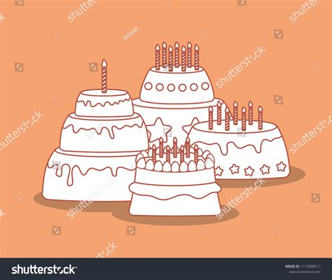 Happy Birthday Card Sweet Cakes Stock Vector Royalty Free 1113958517