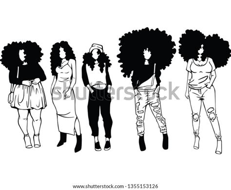 Afro Girls Vector Black Stock Vector Royalty Free 1355153126