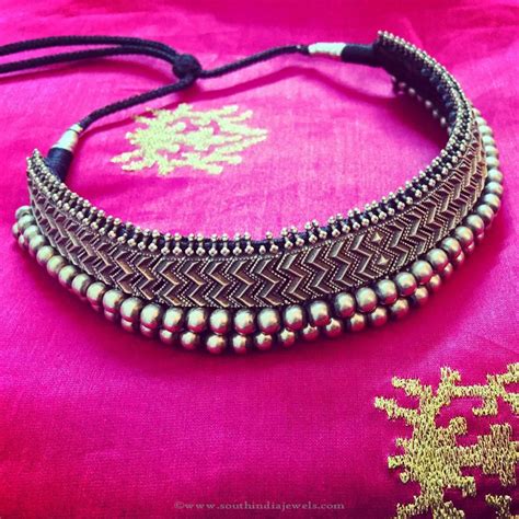 Antique Silver Choker Necklace ~ South India Jewels