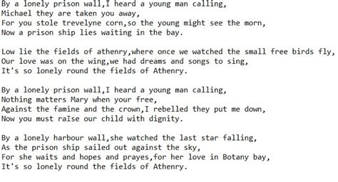 The Fields Of Athenry Lyrics And Easy Chords Irish Folk Songs