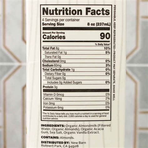 Unsweetened Vanilla Almond Milk Nutrition Facts Besto Blog