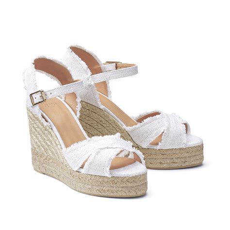 Bromelia Linen Wedge Espadrilles Gold Coloured Castaner La Redoute