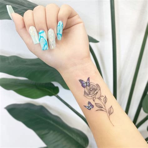 Roseandbutterflies Tattoo🌹💙🦋 Rose And Butterfly Tattoo Butterfly