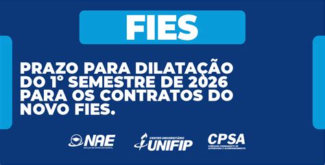 O Que E Cpsa Do Fies - CPSA Unifip divulga prazo de dilatação do FIES para o 1º semestre de ...