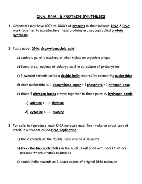 DNA, RNA, & PROTEIN SYNTHESIS