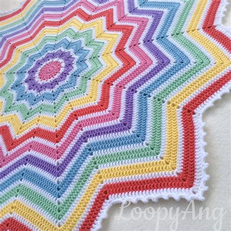 Crochet Rainbow Baby Blanket Pointed Star Afghan Etsy Em