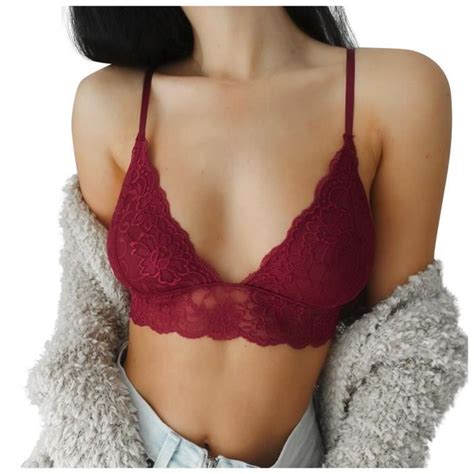 Caraco Femmes Plus La Taille Gilet Crop Sans Fil Lingerie Sexy Col En V Camisole Rouge