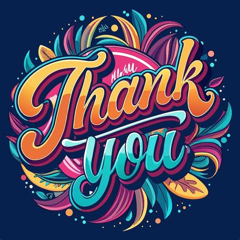 Thank You With Vibrant Floral Design Colorful Illustration Premium Ai