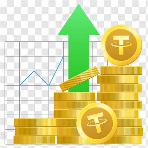 Illustration Of Tether Crypto Coin Price Increase In Gold Color With