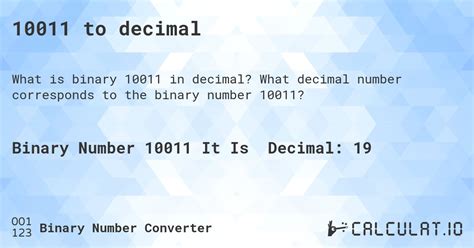 10011 To Decimal Calculatio