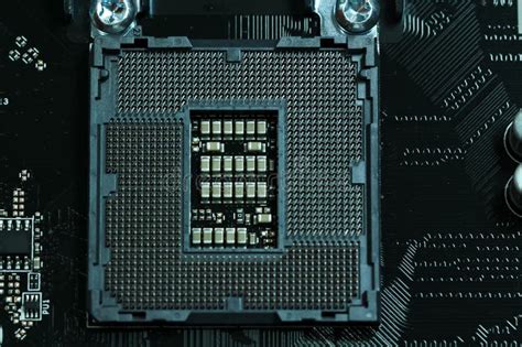 Cpu Motherboard Socket Lga1151 Stock Photo Image Of Electronics Pins