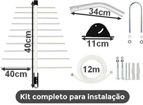 Ditudotem Antena Externa Digital 4 Em 1 VHF UHF FM HDTV Facilidade Na