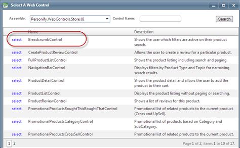 Configuring The Web Settings For The Breadcrumb Control