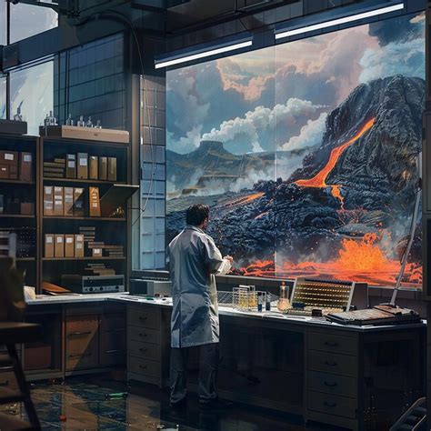 Geologist in Volcanic Research Lab | Premium AI-generated image