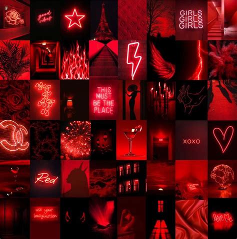 Neon Red Aesthetic Wallpaper Collage Pic Cafe