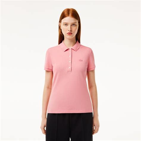 Gola Polo Feminina Lacoste - Polo feminina Lacoste em piqué de algodão com stretch Rosa - Compre ...