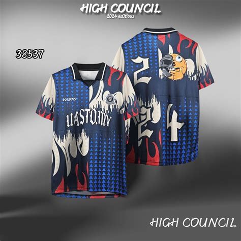 RETRO COLLAR VIRAL HIGH COUNCIL HC BLACK VOLUME READY STOCK Baju