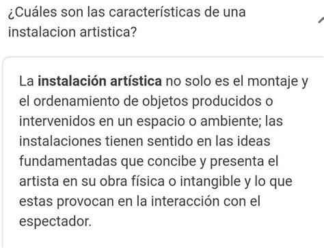 Escribe Cinco Caracter Sticas De Las Instalaciones Art Sticas Brainly Lat