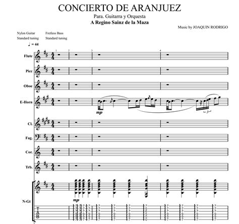 Concierto de Aranjuez (part II Adagio) for guitar. Guitar sheet music ...