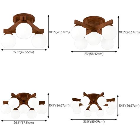 Semi Flush Mount Wood Globe Ceiling Light In Modern Style With White