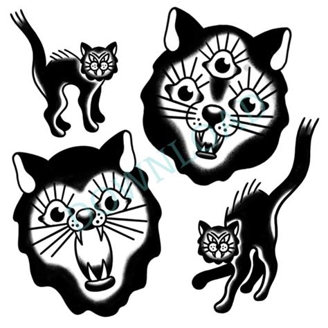 Black Cat Tattoo Flash