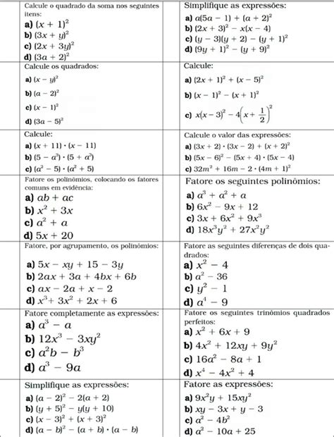 Produtos Notaveis 8 Ano - MATEMÁTICA EM DESTAQUE: PRODUTOS NOTÁVEIS - REVISÃO - 8º ANO