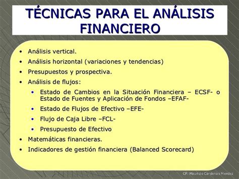 Metodos Y Tecnicas De Analisis Financiero