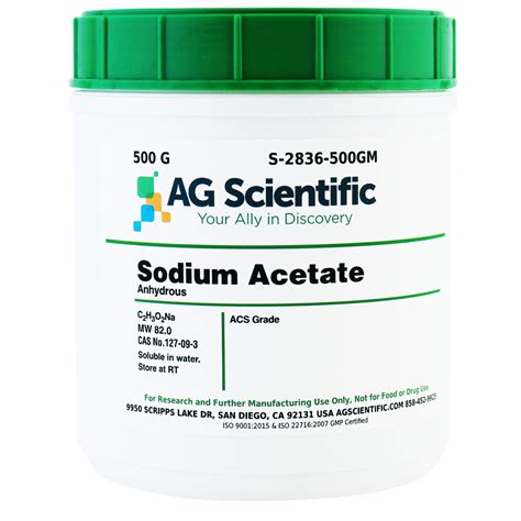 S 2836 500GM Sodium Acetate Anhydrous ACS Grade 500 G