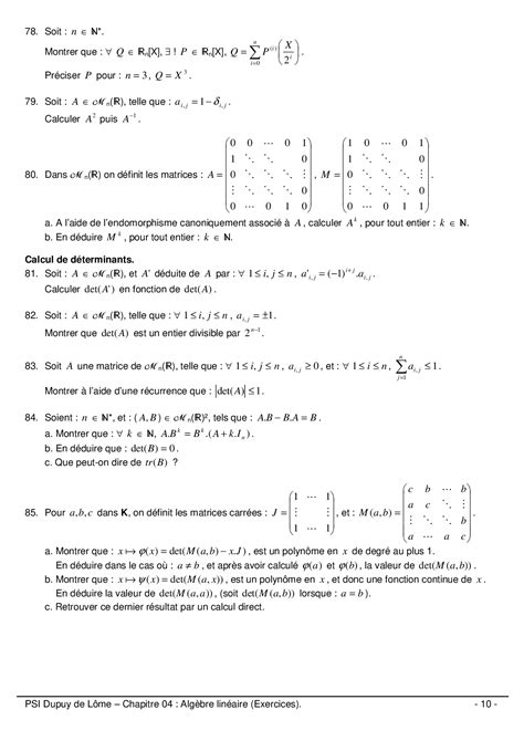 Algèbre linéaire Exercices 3 niveaux AlloSchool