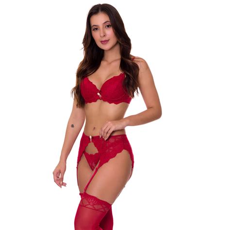 Conjunto De Lingerie Cinta Liga E Meia Vc