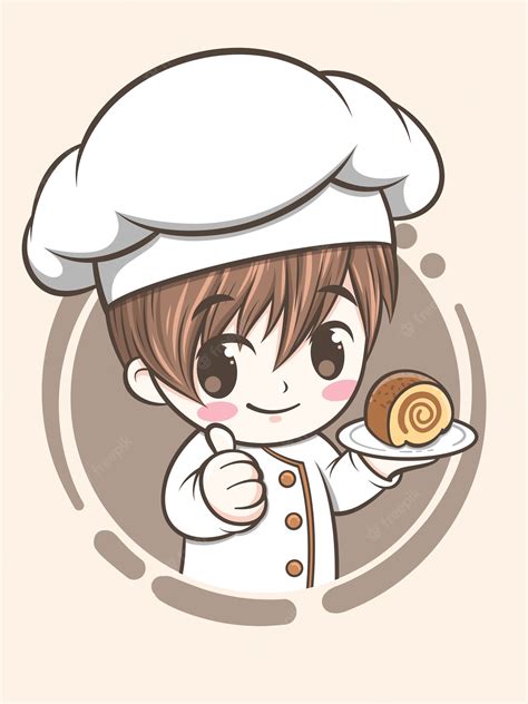 Premium Vector Cute Bakery Chef Boy Holding A Cake Cartoon