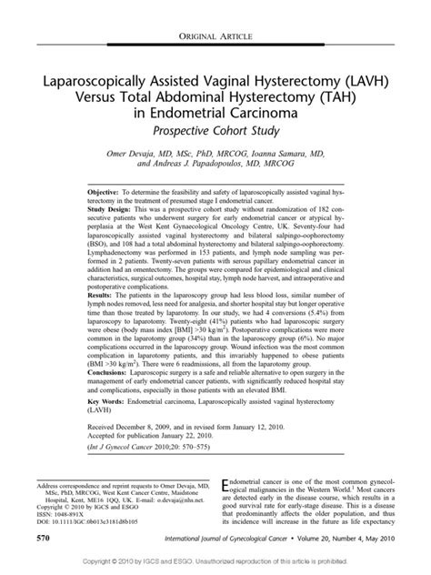 Laparoscopically Assisted Vaginal Hysterectomy.16 | Surgery | Health Care