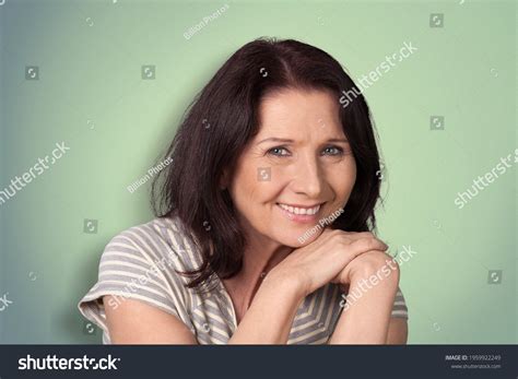Smiling Beautiful Mature Woman Standing Posing Stock Photo Shutterstock
