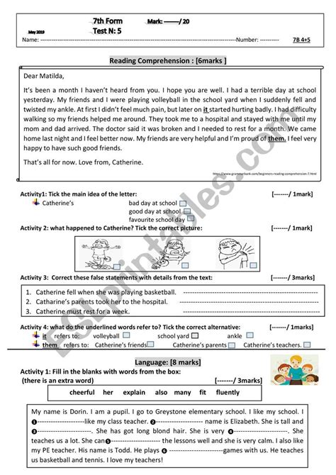 End Term Test Th Form Esl Worksheet By Meweheb