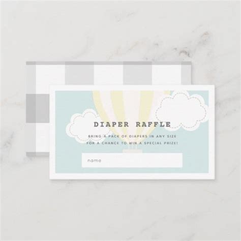 Yellow Hot Air Balloon Diaper Raffle Ticket Enclosure Card Zazzle