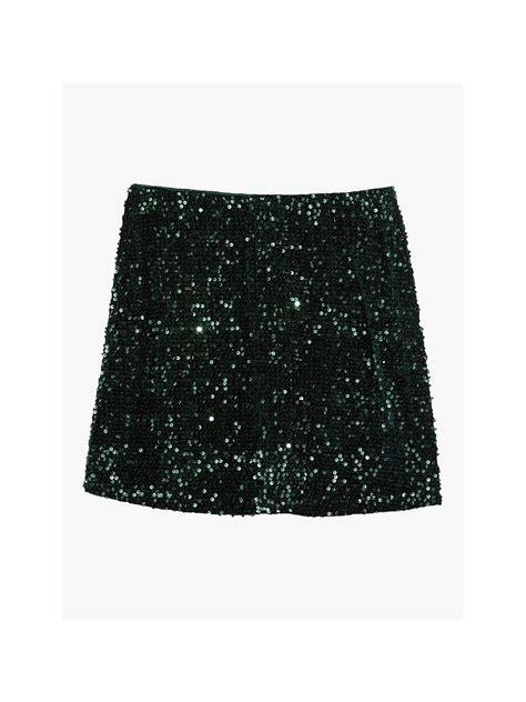 Oasis Velvet Sequin Mini Skirt Deep Green Green Sequin Skirt Mini