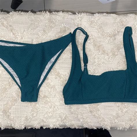 Shade Shore Emerald Green Textured Piece Bikini Depop