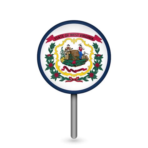 Premium Vector Map Pointer With Flag Of West Virginia Vector Illustration