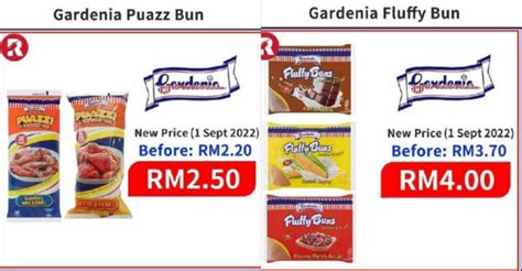prices  gardenia loaves buns   price hike