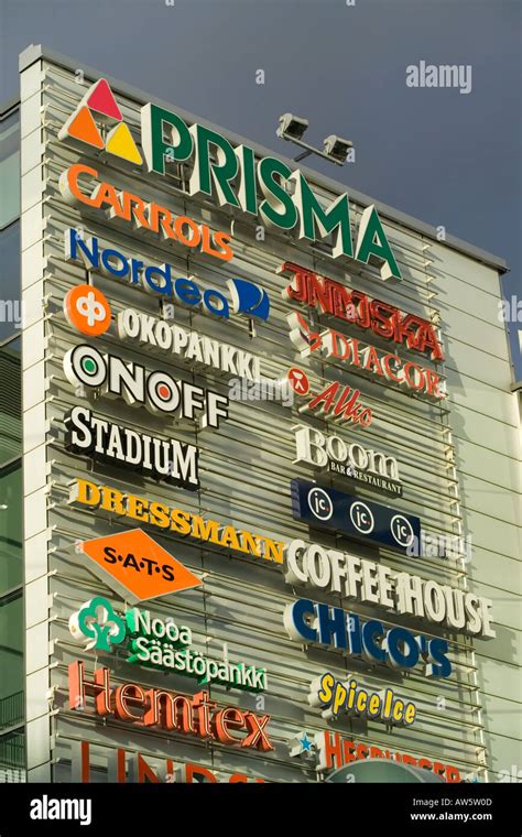 shopping mall signs against cloudy sky Stock Photo - Alamy