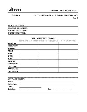 Fillable Online Energy Alberta A Sub Bituminous Coal Energy Alberta