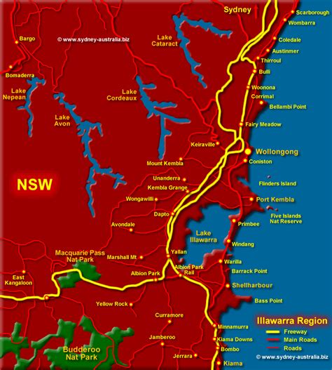 Illawarra And Wollongong Map Nsw